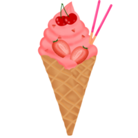 strawberry ice cream cone png