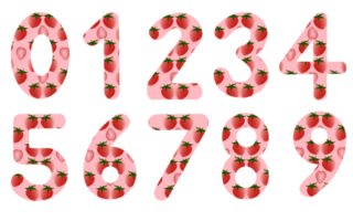 seamless pattern with strawberries, Number png