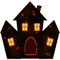 black house with red light, halloween png