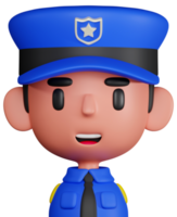 3D render male police character illustration. 3D policeman icon png