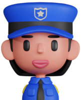 3D render female police character illustration. 3D policeman icon png