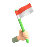 Indonesia independence day 3D icon hand holding bamboo with flag png