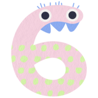 Cute monster number 6 png