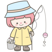 Cute pastel fisherman character png