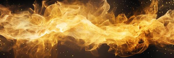 Golden smoke generative ai. Abstract wallpaper luxurious luxury sparkling background.golden smoke and fire. Generative AI photo