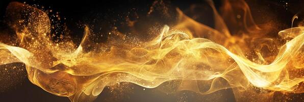 Golden smoke generative ai. Abstract wallpaper luxurious luxury sparkling background.golden smoke and fire. Generative AI photo