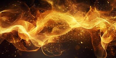 Golden smoke generative ai. Abstract wallpaper luxurious luxury sparkling background.golden smoke and fire. Generative AI photo