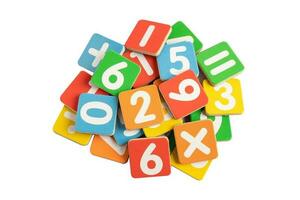 Math number colorful on white background with clipping path, education study mathematics learning teach concept. photo