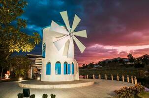 Building turbine location simulation at twilight photo