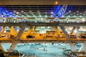 Blurred scene parking car structure photo