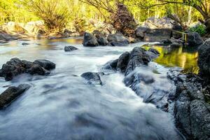 Waterfall golden forest in national park photo