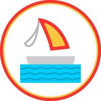 Surfing boat Vector Icon Design