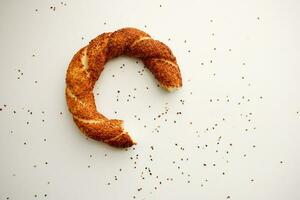 Turkish Bagel Simit on table photo