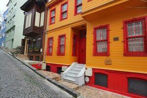 Turkey istanbul 12 march 2023, Historical colorful houses in KUZGUNCUK, photo