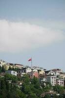 Low Angle View Of Turkish Flag Against Sky. photo