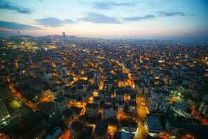 Arial View of Istanbul Asian Side Urban building blocks at night photo