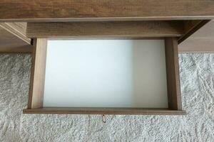 top view of a opened empty drawer photo