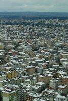 top view of Snowfall in istanbul city photo