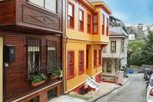 Turkey istanbul 12 may 2023. Historical colorful houses in KUZGUNCUK photo