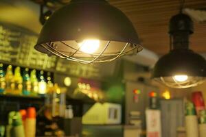gray ceiling lamp hanging at cafe photo