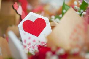 Red Rose Bouquet and heart shape symbol for gift . photo