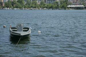 Boat dock on river in istanbul photo