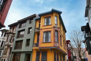 Turkey istanbul 12 march 2023, Historical colorful houses in KUZGUNCUK, photo