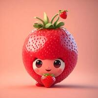 Cute cartoon strawberry clip art, children illustration, graphic resource. photo