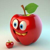 Funny cartoon apple clip art, children illustration, graphic resource. AI photo