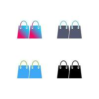 icono de vector de bolsas de compras únicas