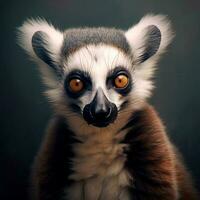 Close-up Portrait of Ring-tailed Lemur. Madagascar animal. Generative AI photo