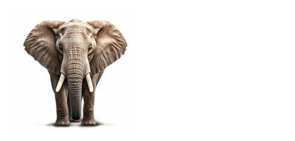 African savannah elephant on a white background. Generative AI. photo