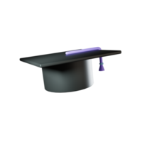 graduation cap with paper scroll 3d icon png