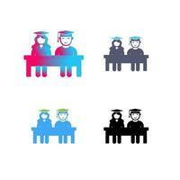 Unique Students Sitting Vector Icon
