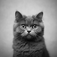 Portrait of a gray cat with large eyes. photo
