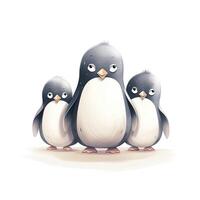 Cartoon penguins on a white background. photo