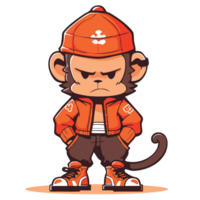 Cute hiphop monkey for your design project, generative AI png