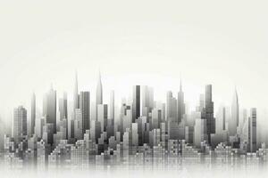 Geometric city skyline with a light grey gradient. AI generative photo