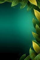 Concise style, green tea, wallpaper, Sapphire green background, thin gold ribbon. photo