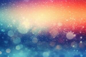 A blurred winter, snowing sky abstract background with bokeh glow, Illustration. photo