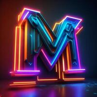 Make a neon and cyberpunk 3D M logo using AI-generated tools photo