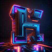 Make a neon and cyberpunk 3D E logo using AI-generated tools photo