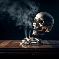 AI Generative Burning Cigarette with Skeleton photo