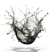 Liquid in weightlessness. Water splashes black and white illustration. Movement and life concept. Generative AI photo