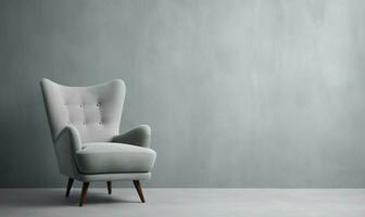 Single Armchair isolated on Grey Background with Copy Space photo