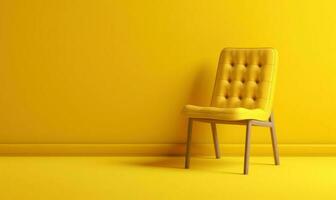 Single Armchair isolated on Yellow Background with Copy Space photo