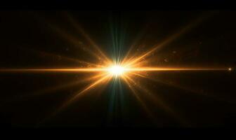 Abstract Glowing Sun Burst. Black Orange Light Rays and Flare photo