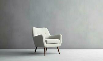 Single Armchair isolated on Grey Background with Copy Space photo