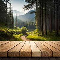 Photo empty wooden table surface with empty space background