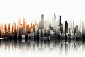 Geometric city skyline with a light grey gradient. AI generative photo